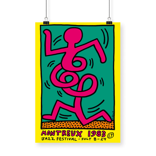 Original Vintage Keith Haring Festival De Jazz De Montreux Poster 1983 (Pink Man)