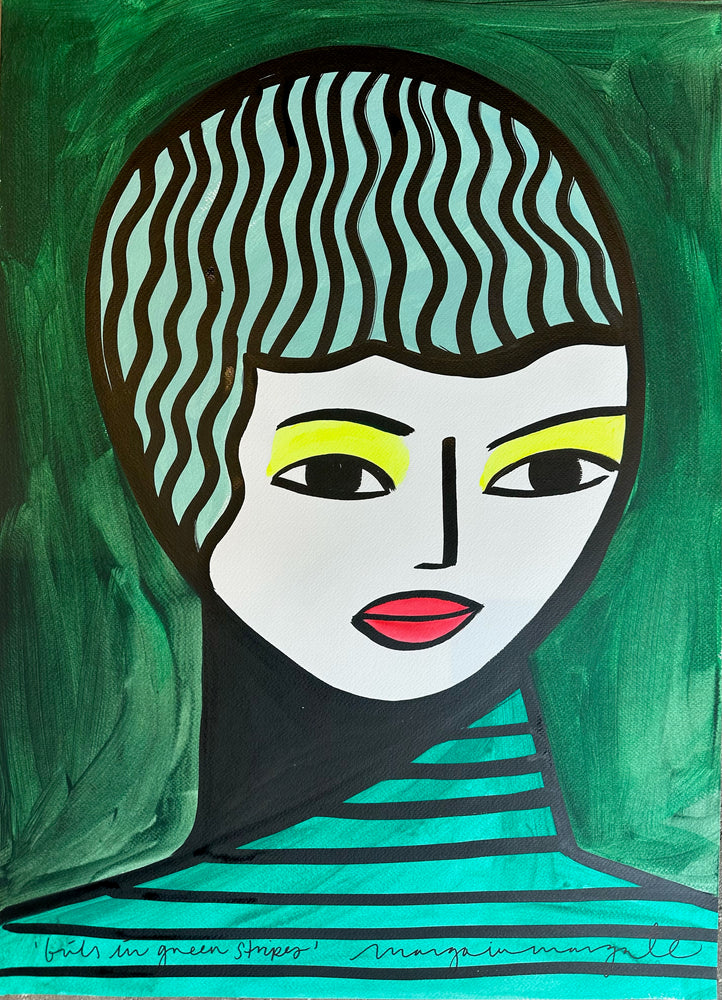 Margo in Margate - Girl in green stripey